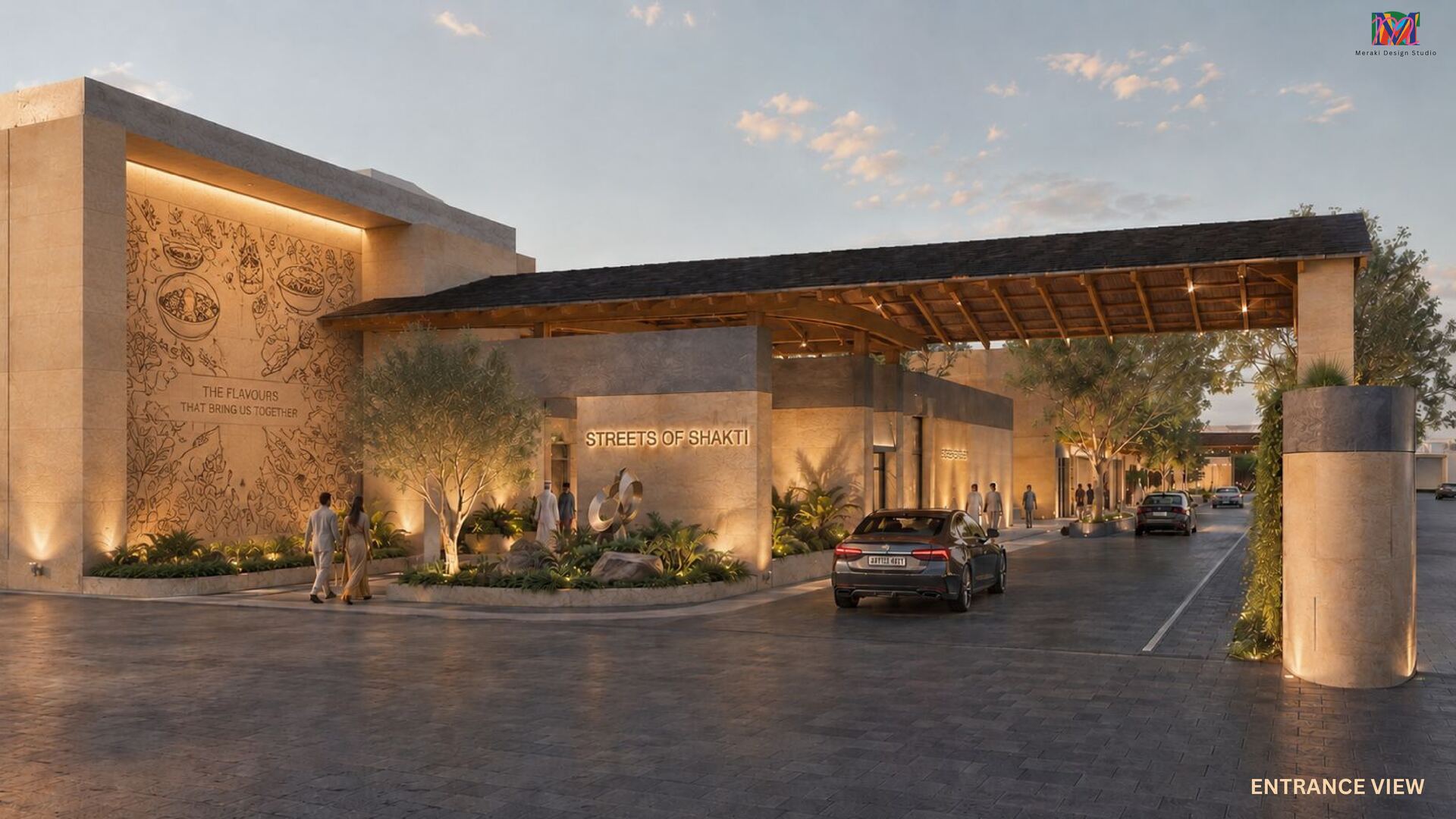 Grand entrance and arrival plaza
